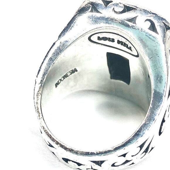 LOIS HILL Sterling Silver Smokey Topaz Granulated Caviar Cut Out Cocktail Ring - Picture 13 of 17